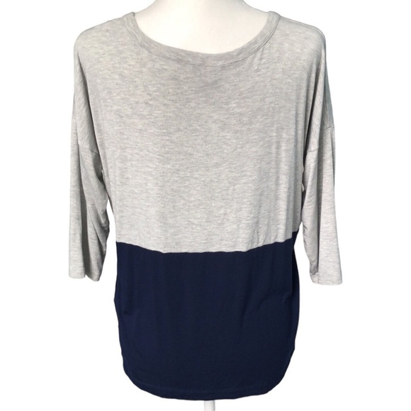 Club Monaco Colorblock Gray and Navy Blue Long Sleeve Top Size Small Oversized - Picture 3 of 13